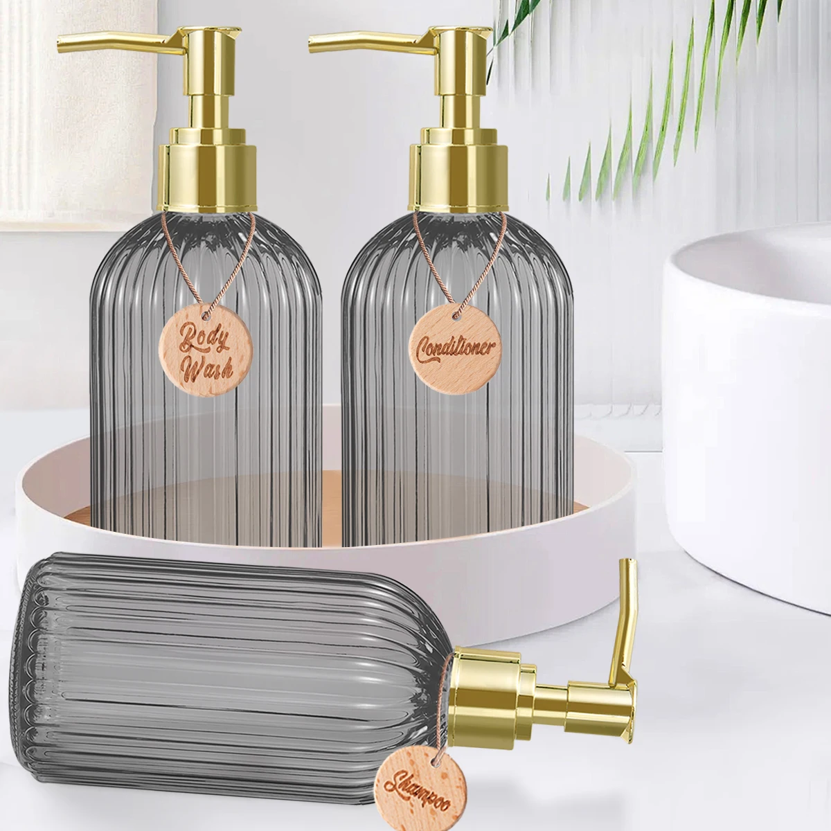 

Refillable Shampoo and Conditioner Dispenser for Shower - Bathroom Shower Dispensers with Pump Bottle, Empty Shampoo Bottles