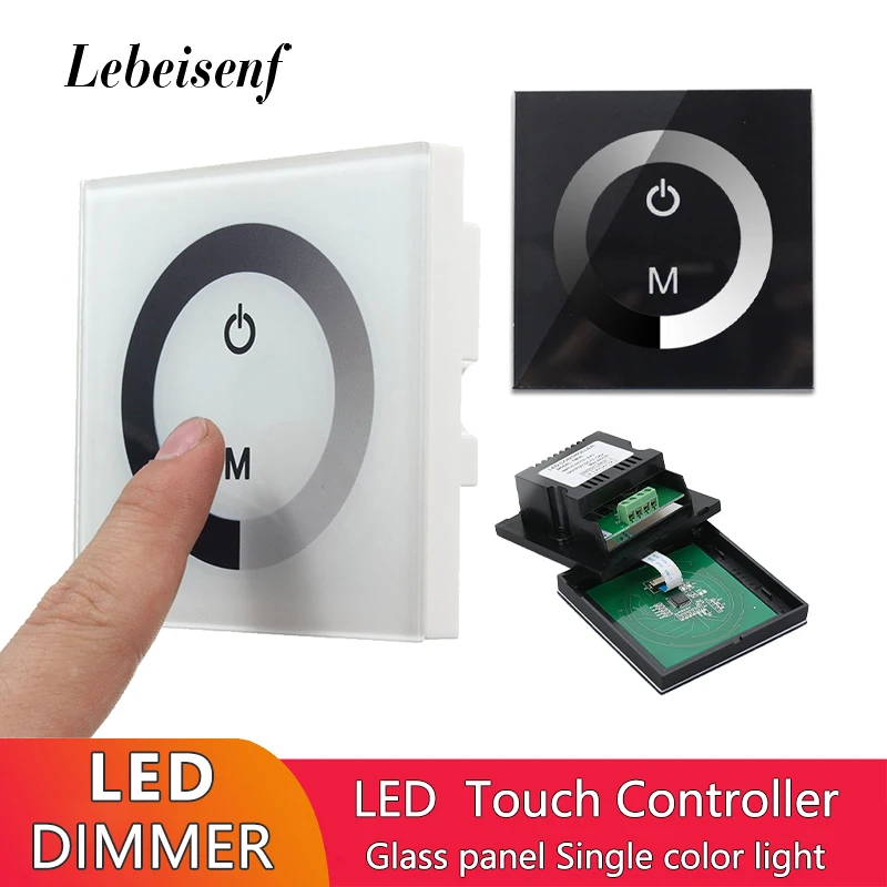 86 Wall Mount LED Touch Round Ring Single Color Dimmer DC 12V 24V 8A Switch Controller Dimming Panel for 5050 2835 Light Strips