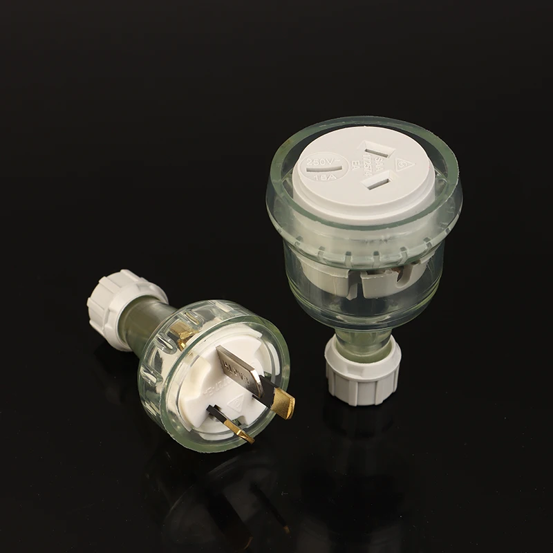 1PC Australian Male To Female Rewirable Plug Socket 3 Prong Grounded Electrical DIY Assembled SAA Standard Socket