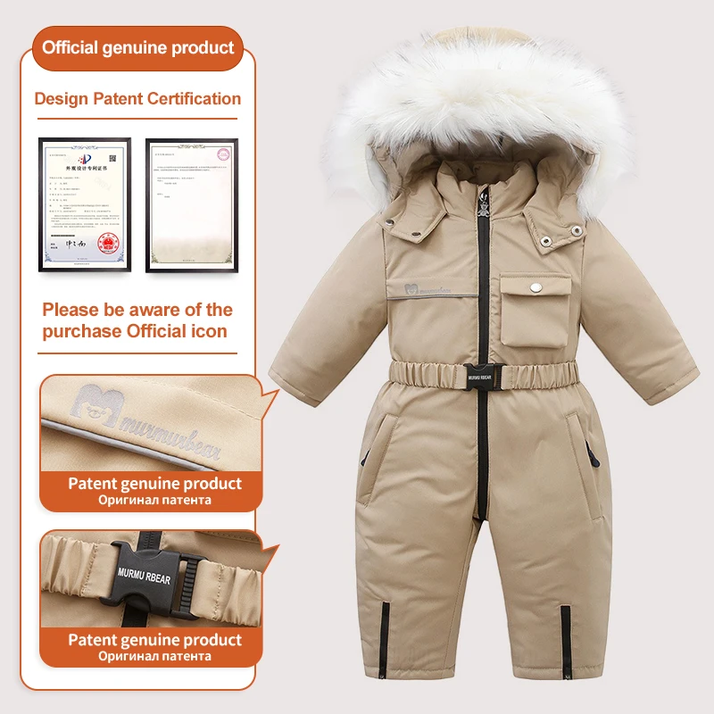 -30 درجة ملابس الشتاء للأطفال الأطفال بدلة تزلج مقنعين رشاقته الدافئة زائد المخملية الأطفال سترة معطف أطفال ملابس الطفل 1-5Y #2