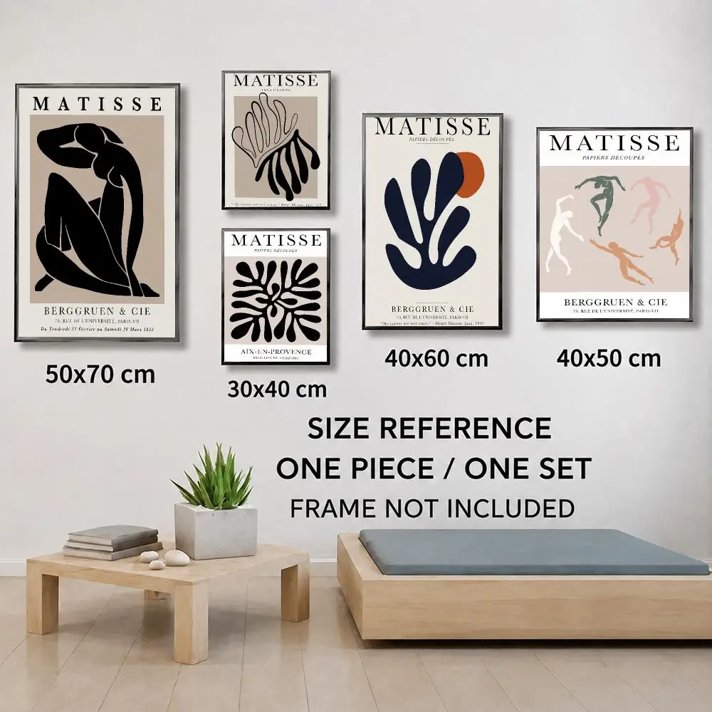 Abstract Matisse Body Line Poster Black Beige Leaf Boho Wall Art Home Decor Print Poster HD