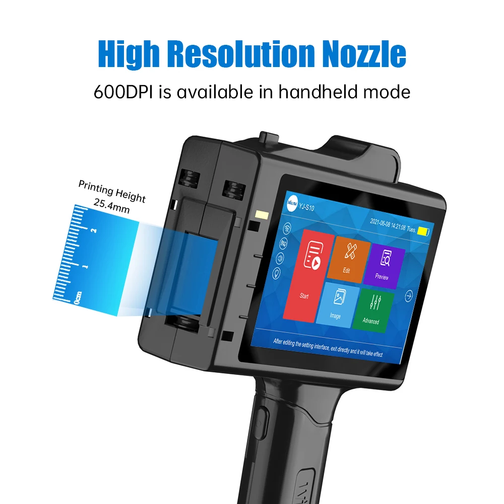 25.4mm Nozzle Handheld Inkjet Printers QR Barcode Batch Number Logo Expiry Date Time Portable Coding Machine Inkjet Printer Gun