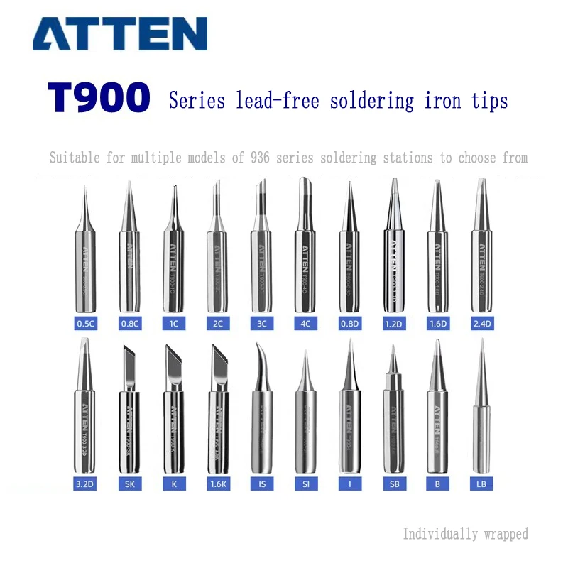 

Оригинальные наконечники для паяльника ATTEN T900-M (5 шт.) для паяльной станции 936, сменные электрические наконечники для DIY-электроники