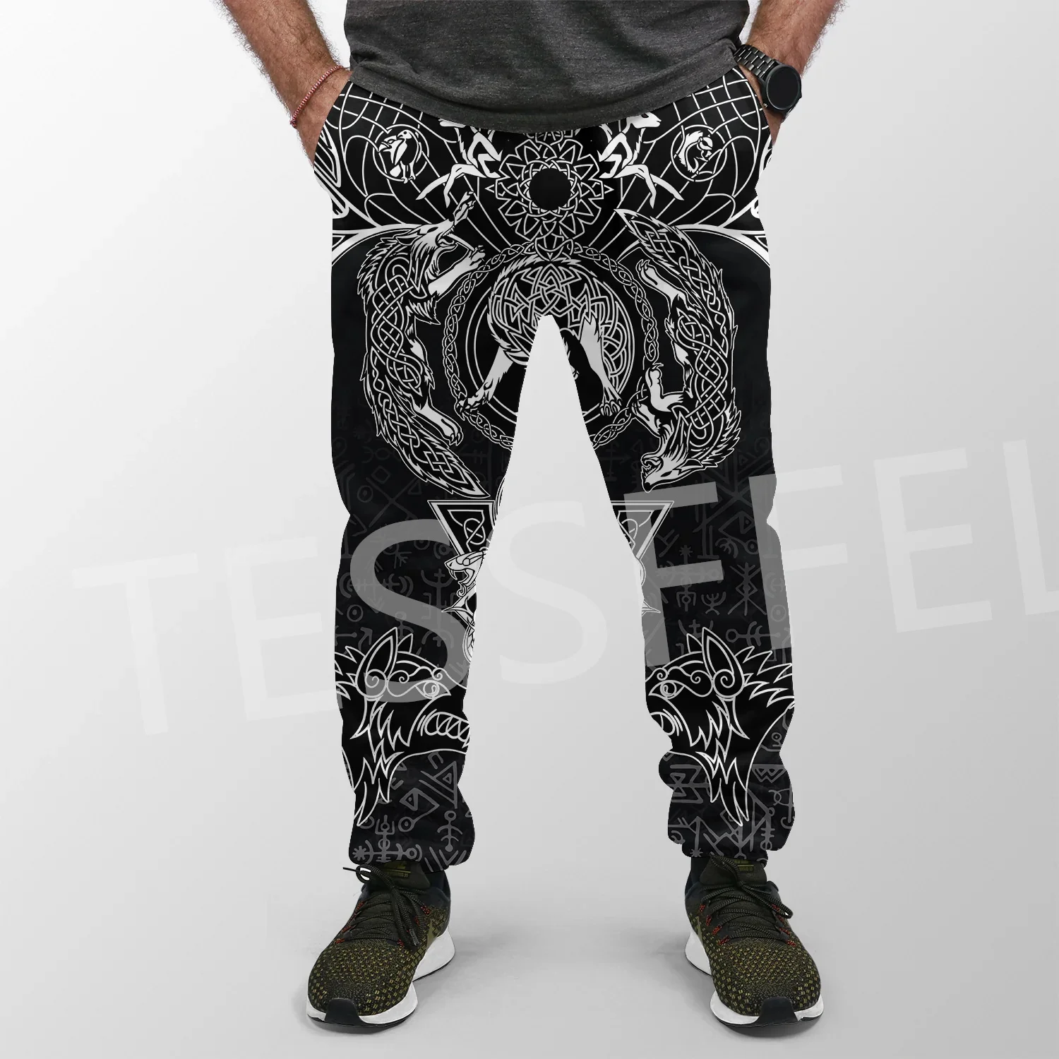 Custom Name Warriors Norse Mythology Odin Fenrir Tattoo 3DPrint Streetwear Harajuku Casual Sweatpants Jogger Pants Trousers X1