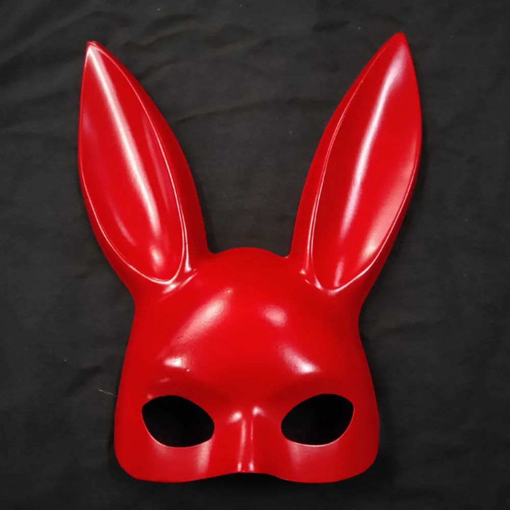 White/Black Anime Women Girl Sexy Bunny Mask Half Face Long Ears Bondage Mask Masquerade Party Cosplay Costume Props