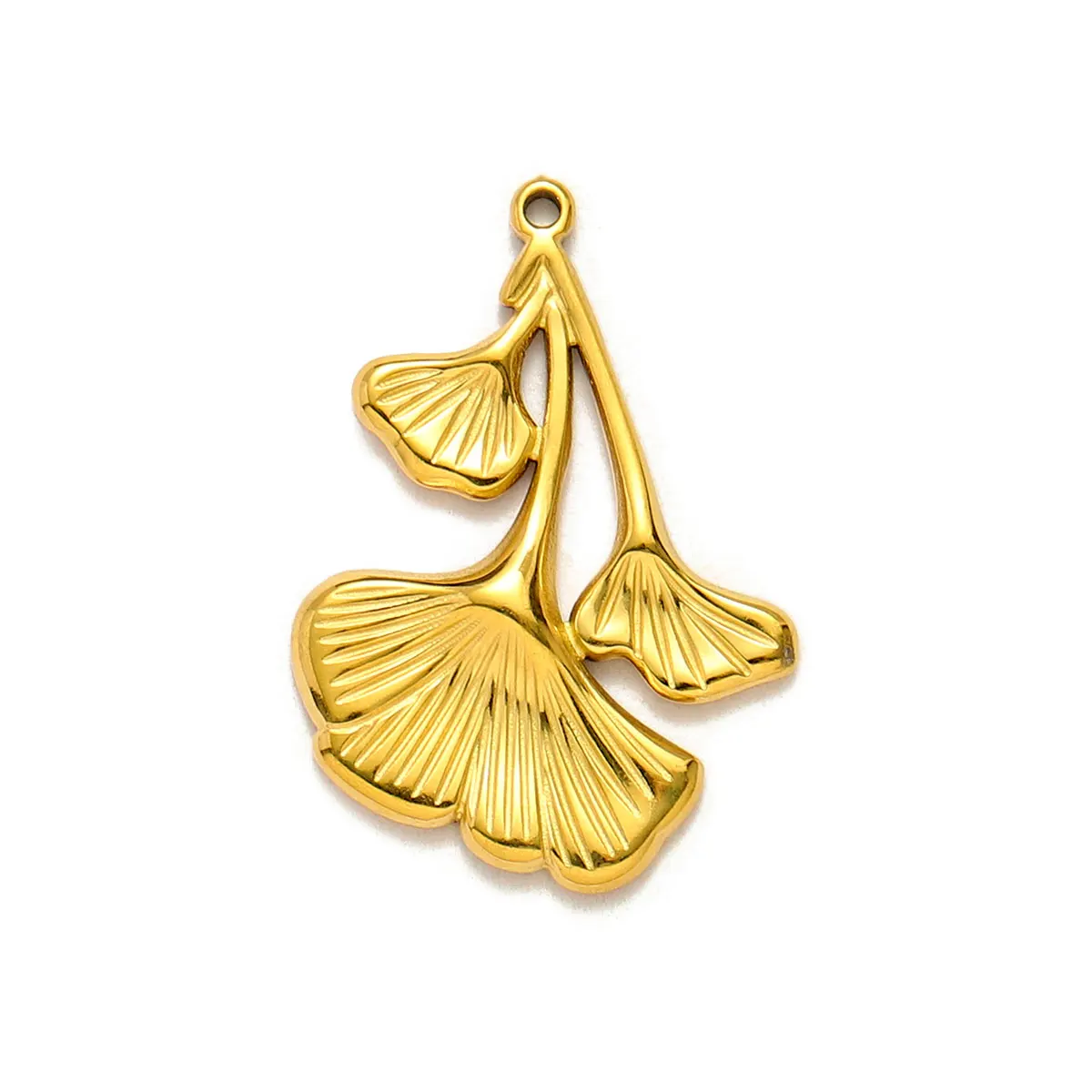 Lote de 5 piezas de dijes DIY de acero inoxidable con forma de hoja de ginkgo, girasol, margarita, corazón y rama de olivo, colgantes para collares de mujer, venta al por mayor