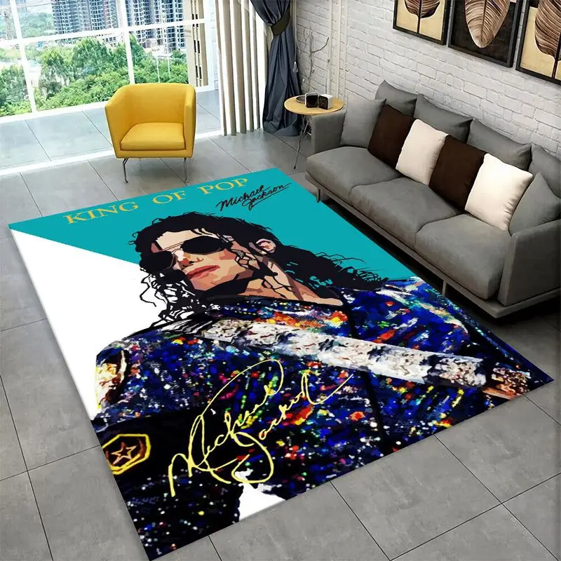 Retro MJ Michael Jackson King of Pop Non-Slip Area Rug for Living Room,Bedroom,Playroom,Carpet Floor Mat Home Decor Rug  Room