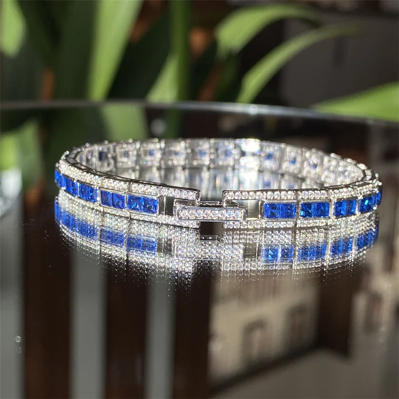 

Сапфировый браслет квадратный 3 мм драгоценный камень полудрагоценный камень 17,5 см красивые женские элитные украшения
