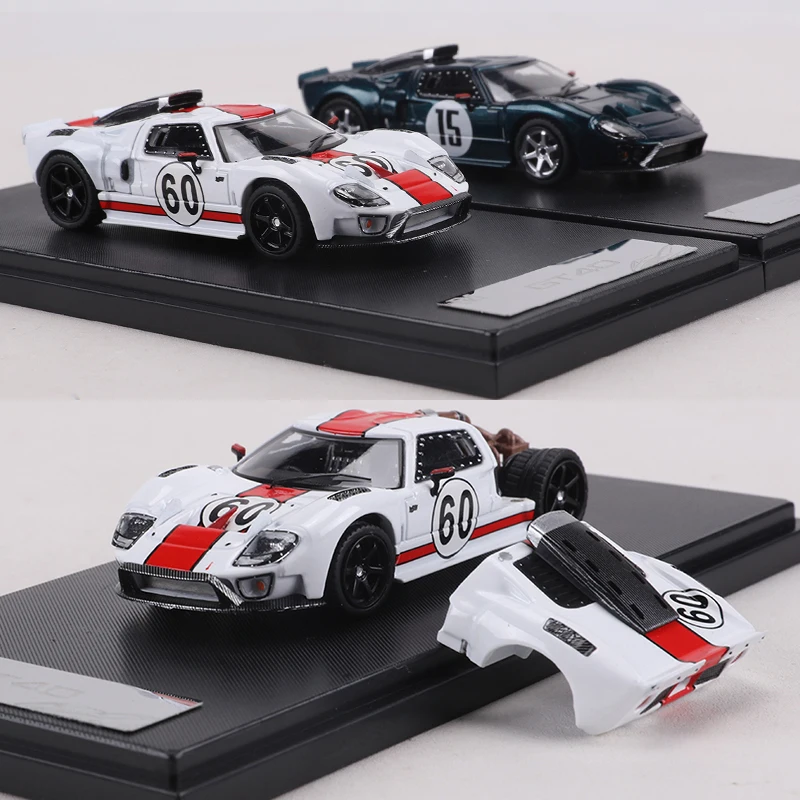 RM 1:64 GT40 Rennwagen mit Öffnungsfähiger Magnetischer Motorabdeckung, Modellauto aus Legierung
