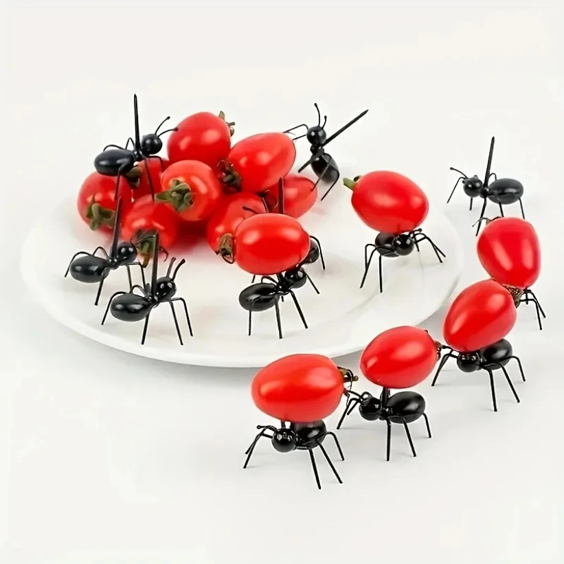 12pcs Ant Toothpicks Forks Reusable Creativity Amusing Animal Design Forks Halloween Wedding Birthday Party Table Top Decoration