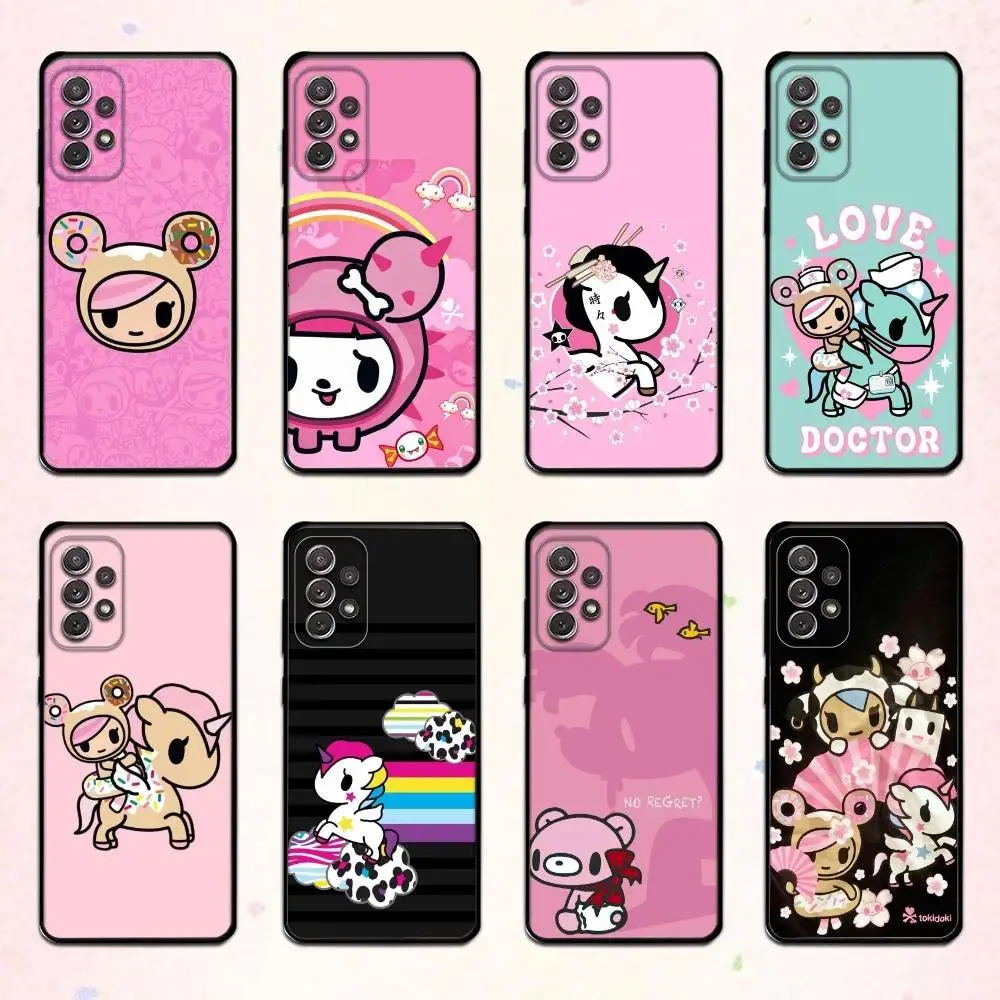

L-Lovely Japan T-Tokidokis Phone Case For Samsung S 25,24,23,22,30,21,10,9,Ultra,Plus,Lite,FE,4,5 G Soft Black Case