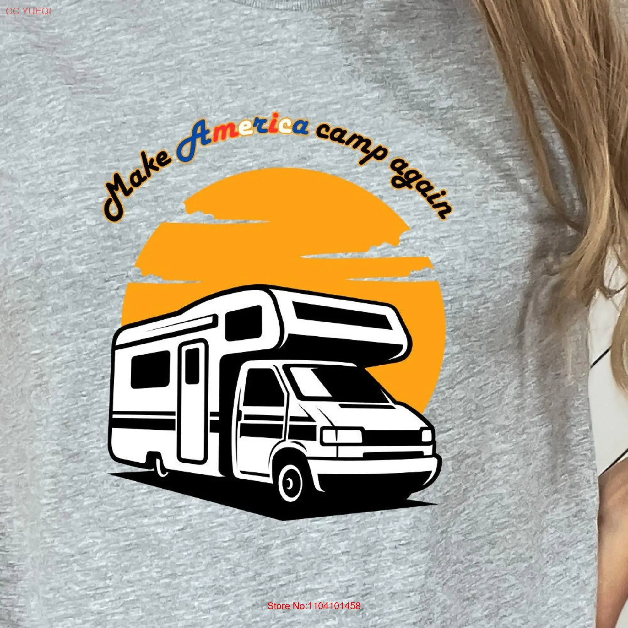 RV Van T Shirt Funny Quote Make America Camp Again Perfect for Camping Enthusiasts and Road Trip Lovers Retro Style