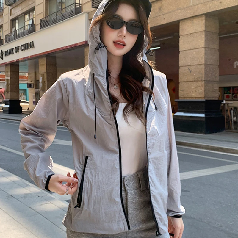 

Summer Outdoor Sports Sun Protection Clothing for Women Quick Drying Anti-Uv Jacket Casual Lightweight Loose Cool Feeling Jacket