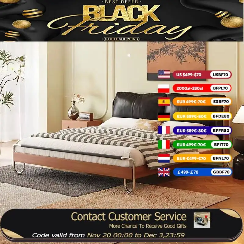 

Floating Modern Double Bed Metal Duvet Backrest Hotel Loft Bedroom Bed King Size Adults Wooden Camas De Dormitorio Furniture