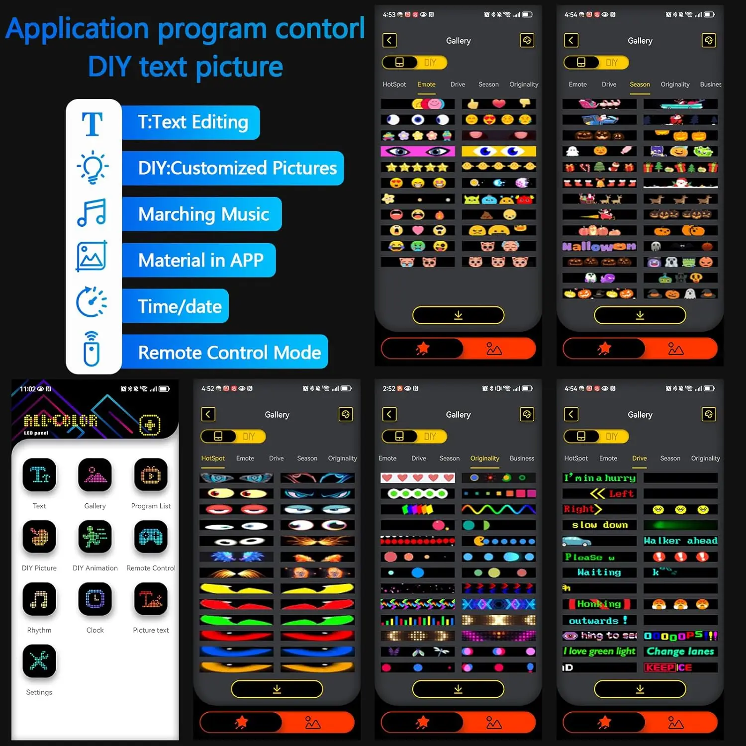 Devil Eyes Light do samochodów, programowalny elastyczny wyświetlacz LED do samochodowych oczu, DIY Car Dynamic LED Smart Colorful Eye Lamp Soft