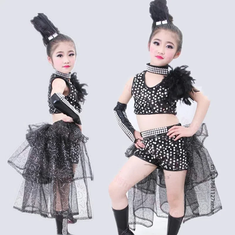Children's Jazz Dance Performance Costume Sequin Princess Jazz Dance Fluffy Skirt Dance Performance Costume Complete Set