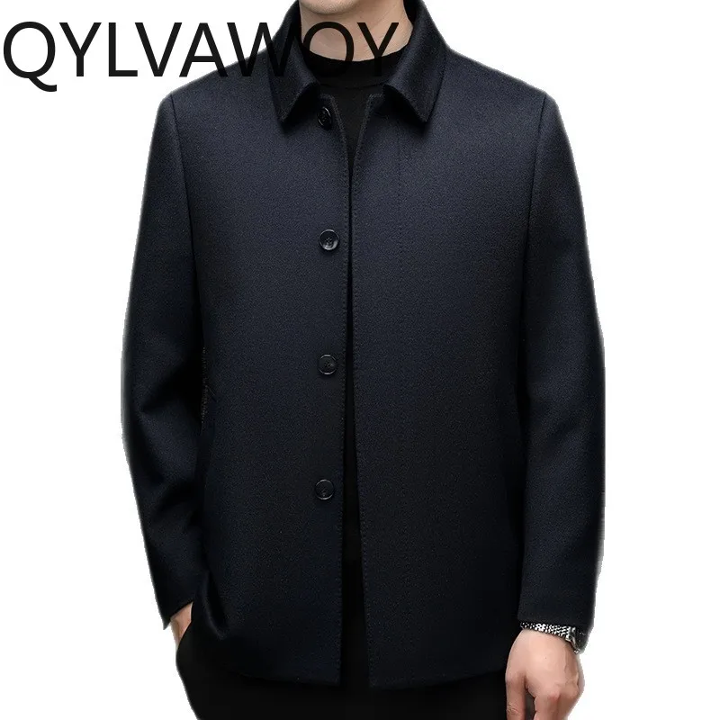 

Мужская куртка QYLVAWOY из 80% овечьей шерсти, осенне-зимнее пальто из кашемира, высококачественная утепленная теплая одежда для мужчин, деловой повседневный стиль