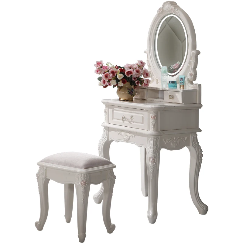 40/50cm60/70/80 European style dressing table, mirror with light, small unit, mini bedroom, household, women's single makeup tab