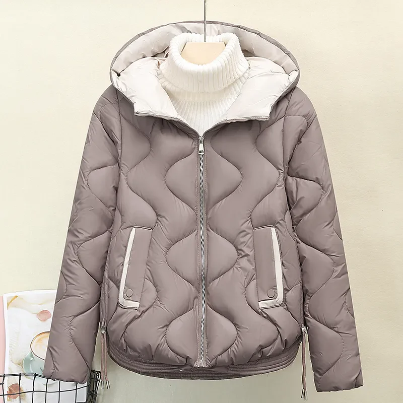 

Winter New Thick Warm Cotton Coat Women Parkas Korean Fashion Hooded Long Sleeve Thin Padded Jacket Female Loose Outerwear T1615