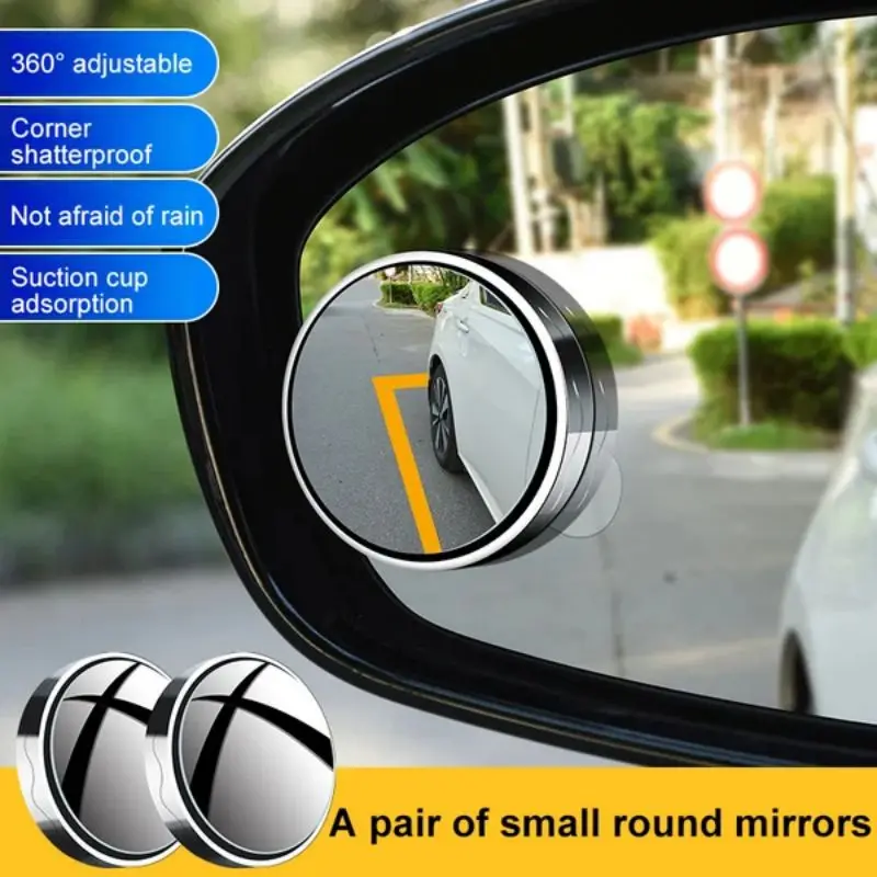 Car Blind Spot Mirror 360 Degree Blind Spot Mirror High Definition Wide Angle Suction Cup Adjustable Auto Rearview Mirror