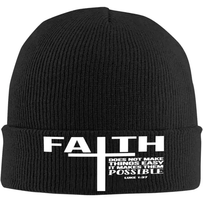 Inspirational Christian Faith Beanie Hat for Women Unisex Soft Warm Knit Beanie for Chemo Patients Gifts