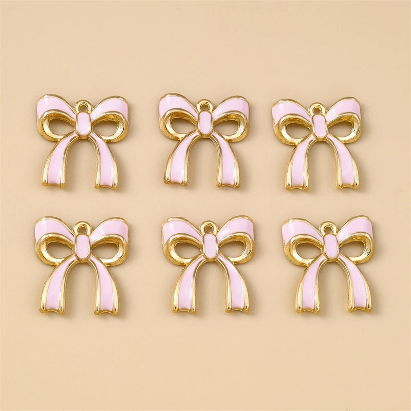 

20pcs 18x20mm Cute Enamel Bowknot Charms Pendants for Making Drop Earrings Necklaces Bracelets Accessories DIY Crafts Supplies