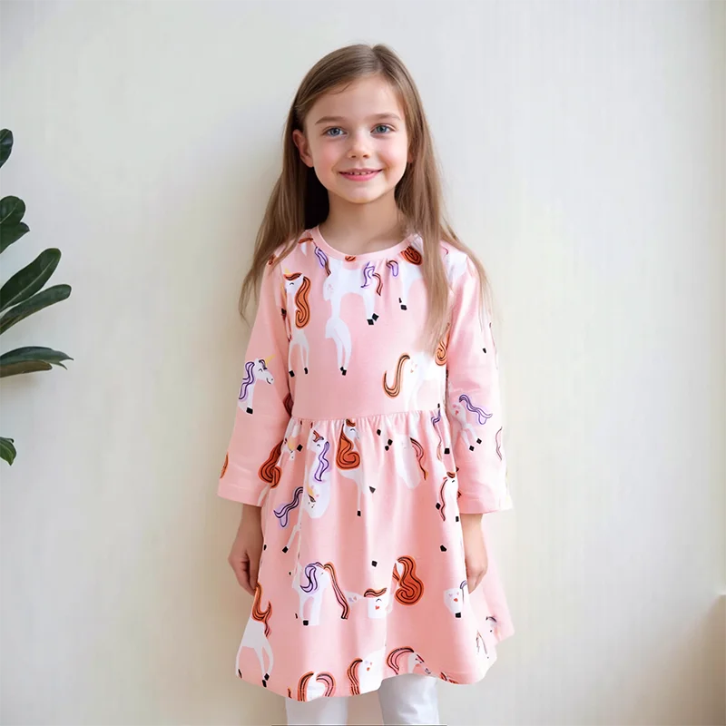 

Little maven Unicron Dress Cotton Baby Girls Party Dress Spring Autumn Girls Long Sleeves Dress for Girls Costumes