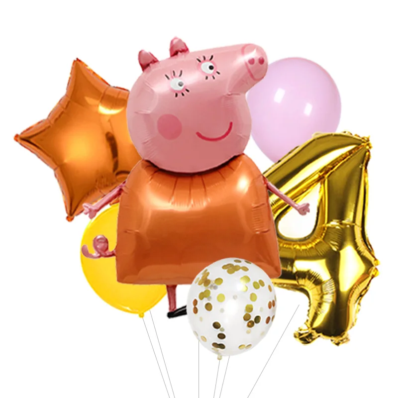 Peppa Pig Balloon Number Box Birthday Decoration Cartoon Foil Balloon Personalized Age Number Party Supplies for Kids view 5