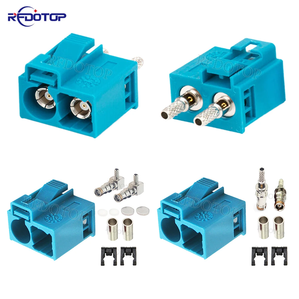 1 Peça Conector Coaxial RF Duplo Fakra Código Z Macho/Fêmea Reto/Ângulo Reto com Soquete Duplo para Crimpagem em Cabo RG174/RG316/LMR100