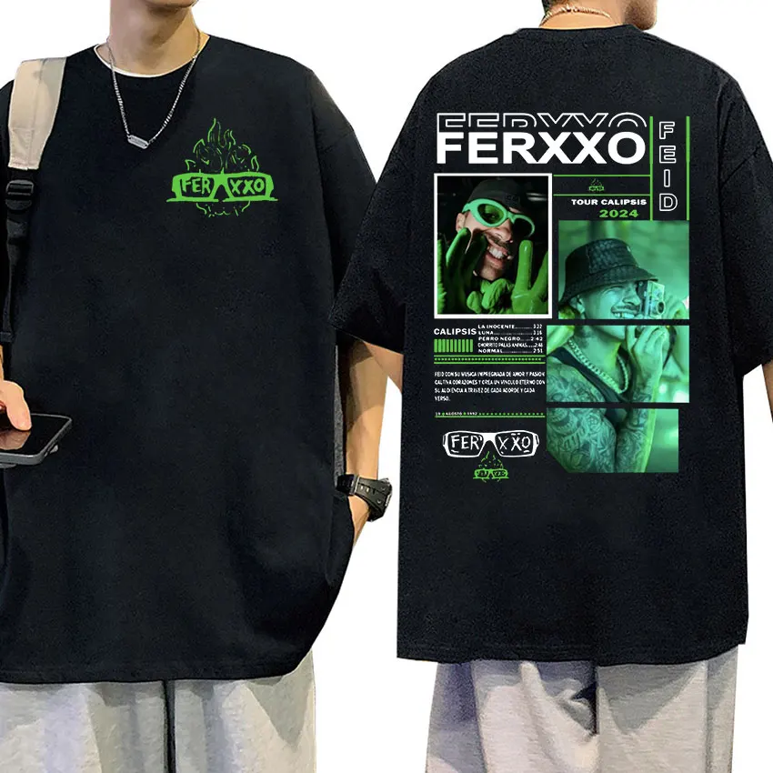 Rapper Feid Ferxxo 2024 Graphic T Shirt Men's Hip Hop Fashion High Quality T-Shirts Vintage Oversized Cotton T-shirt Streetwear image 4