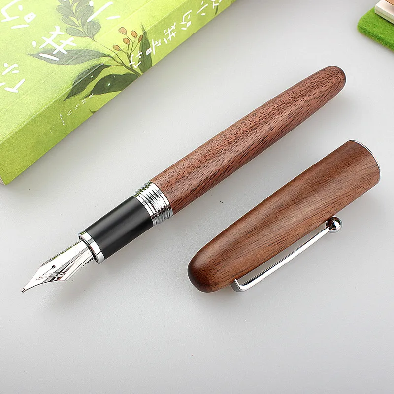 luxury quality brand new jinhao 9035 red brown wood Fountain Pen silver spinning Stationery Office school supplies INK PEN