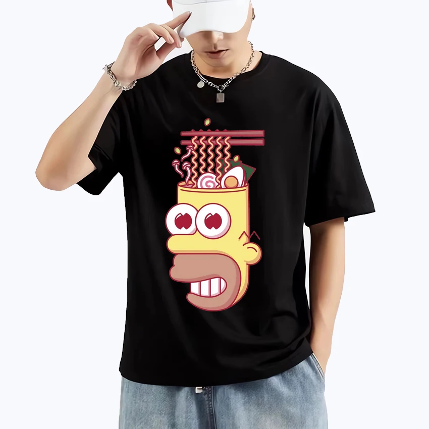 

Funny Ramen Graphic t shirt Man women ' s Fashion Cute Oversized short sleeve t-shirts High Quality Unisex Casual Tee shirt