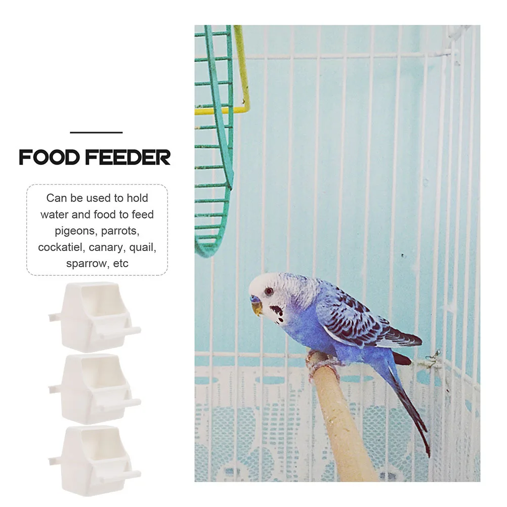 

3Pcs Bird Cage Feeder Plastic Parrot Fruit Vegetable Feeder Feeding Container for Parakeet Cockatiel Accessories