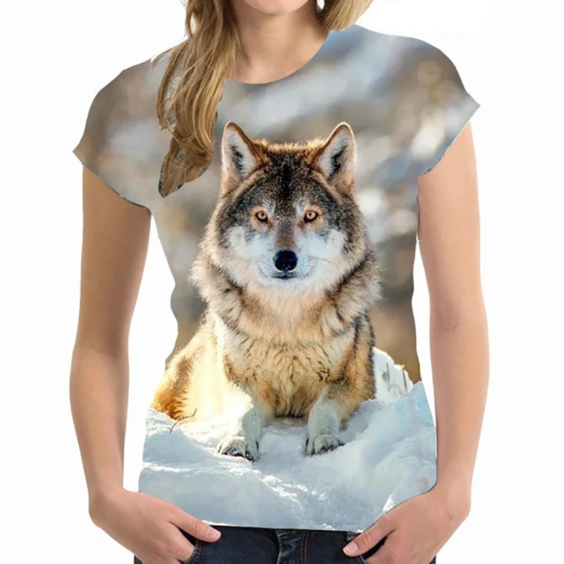 Summer Animal Wolf 3D Print T-shirt Women Man Short Sleeve T Shirts Harajuku Streetwear Tees Oversized Y2k Tops Girls Clothing