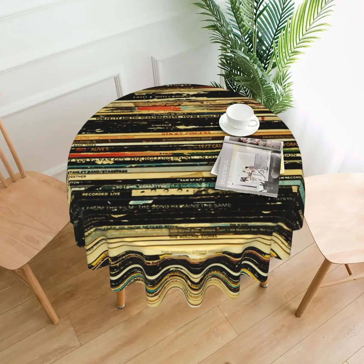 Classic Rock Album Cover Art Waterproof Round Tablecloth Oilproof Table Cloth for Kitchen Events Dining Table Cover 60 inches