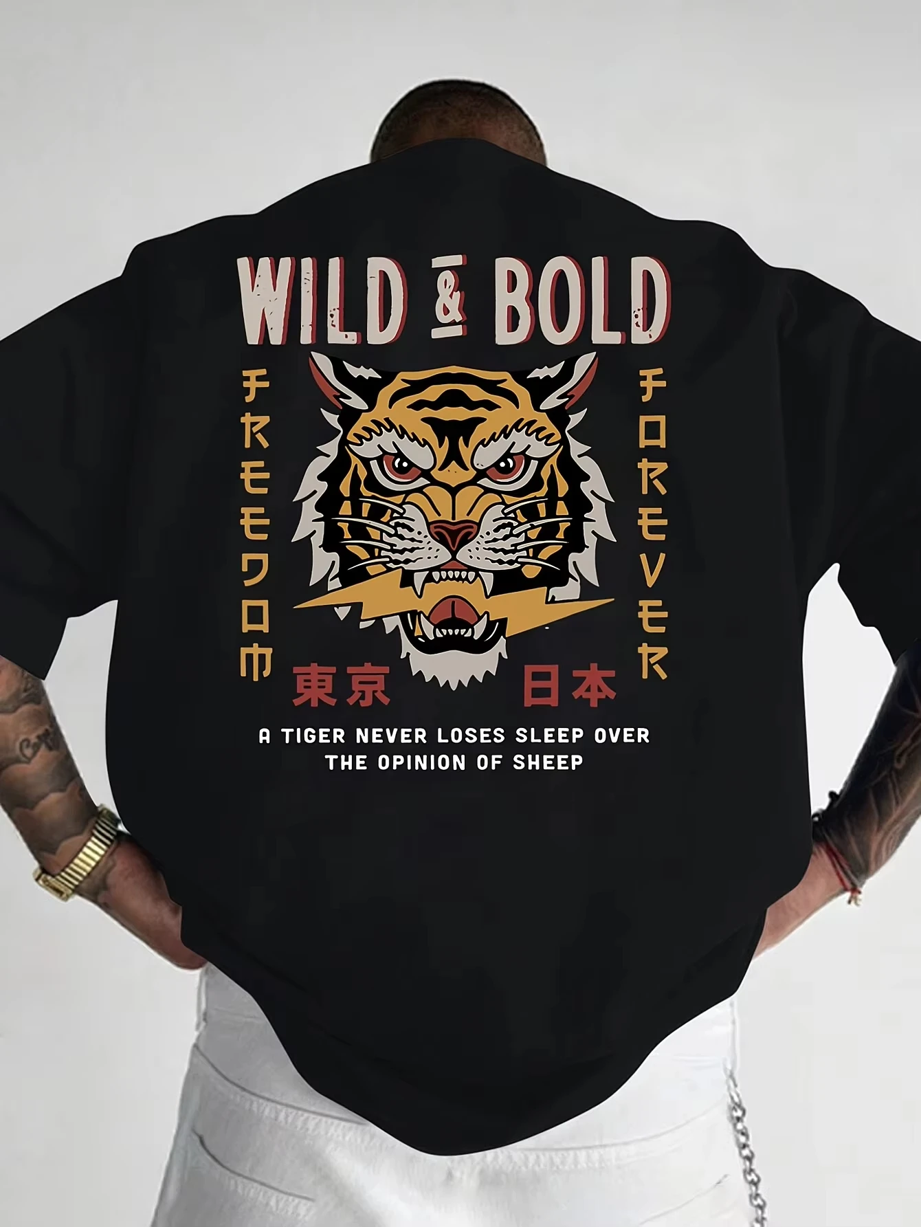 

T-shirt with Tiger Pattern Printed on Men's Summer Casual Versatile Comfortable Loose Short-sleeved Crew Neck Top Men's Clothing