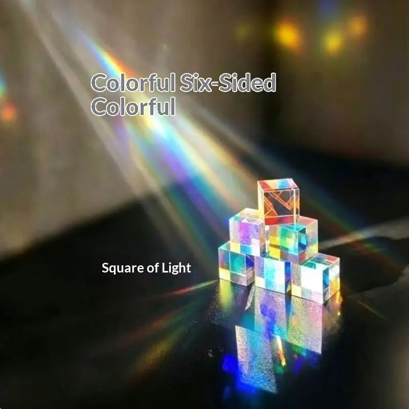 Hexahedral 3D Optical Crystal Color Prism, Smooth Edge Stress Relief Toy, Photography Prop for Student Science Education Gift