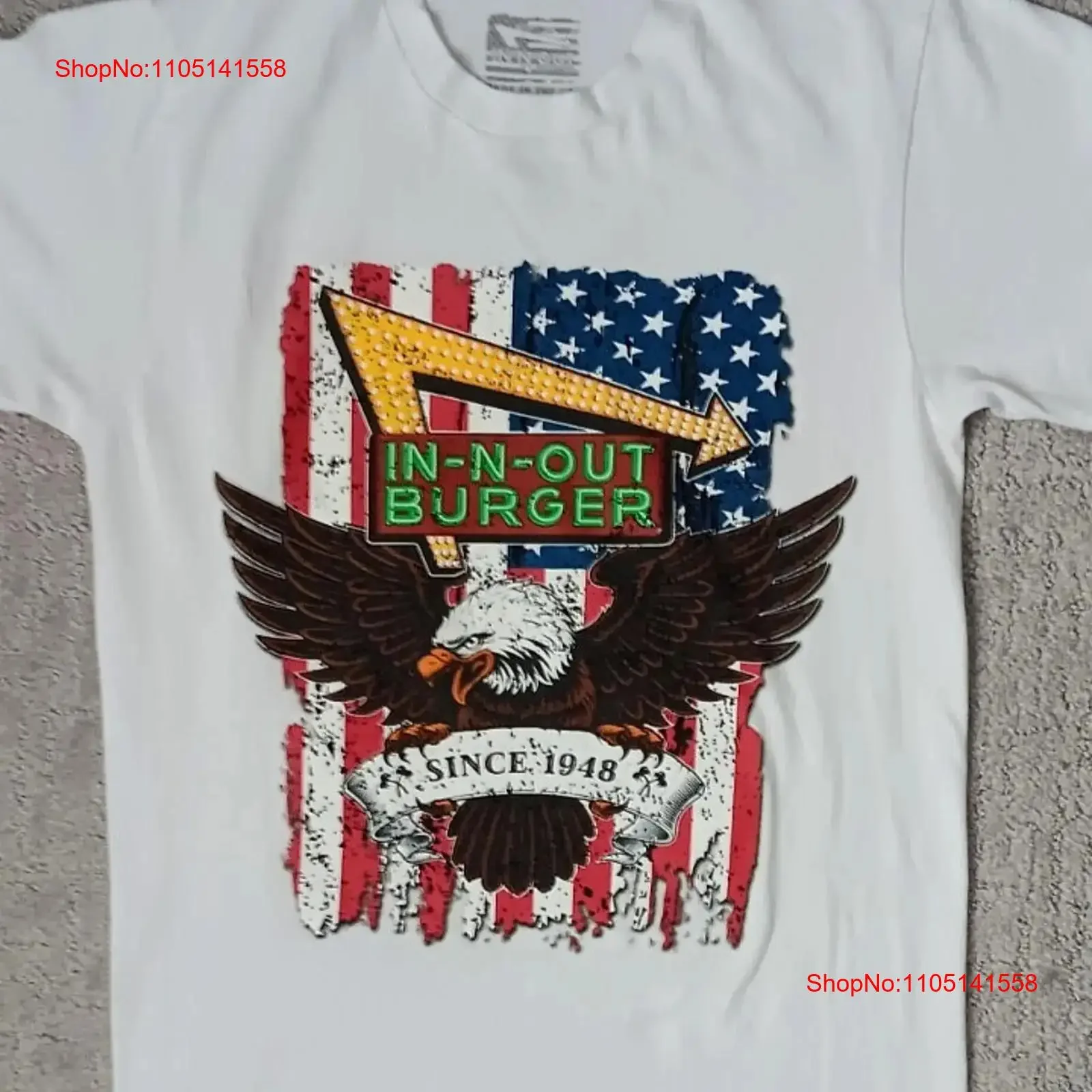 IN N OUT Burger Patriotic Flag Eagle T Shirt _Measures Extra Small labeled vintage Washed Versatile Comfortable streetwear