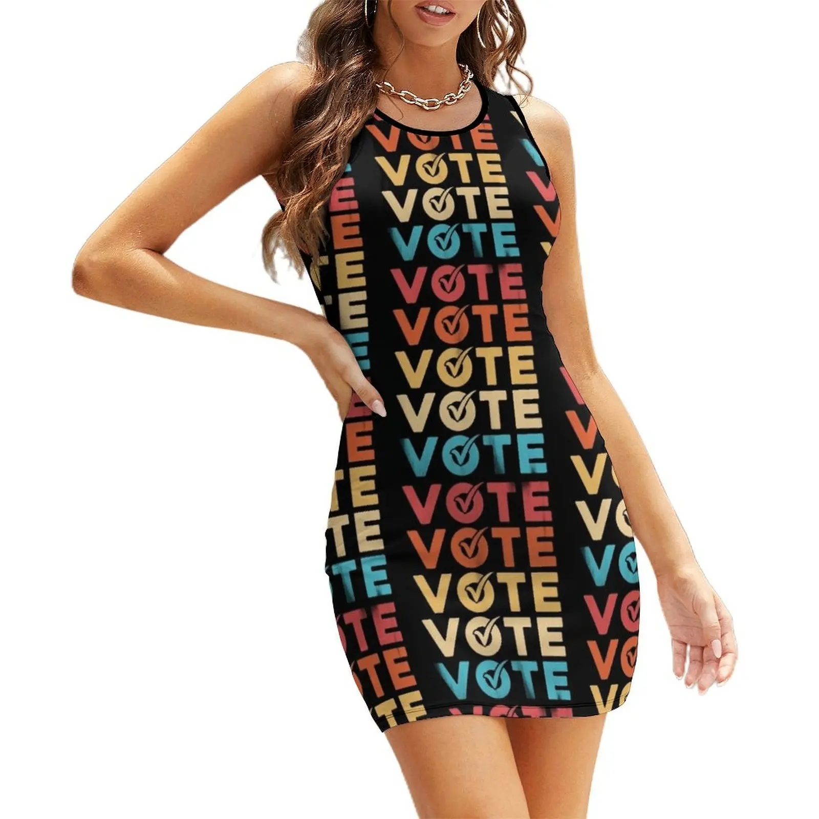 投票 2024 投票 アメリカ選挙 ヴィンテージ Tシャツ ノースリーブ サンドレス 女性服 エレガント ゲスト ウェディングドレス