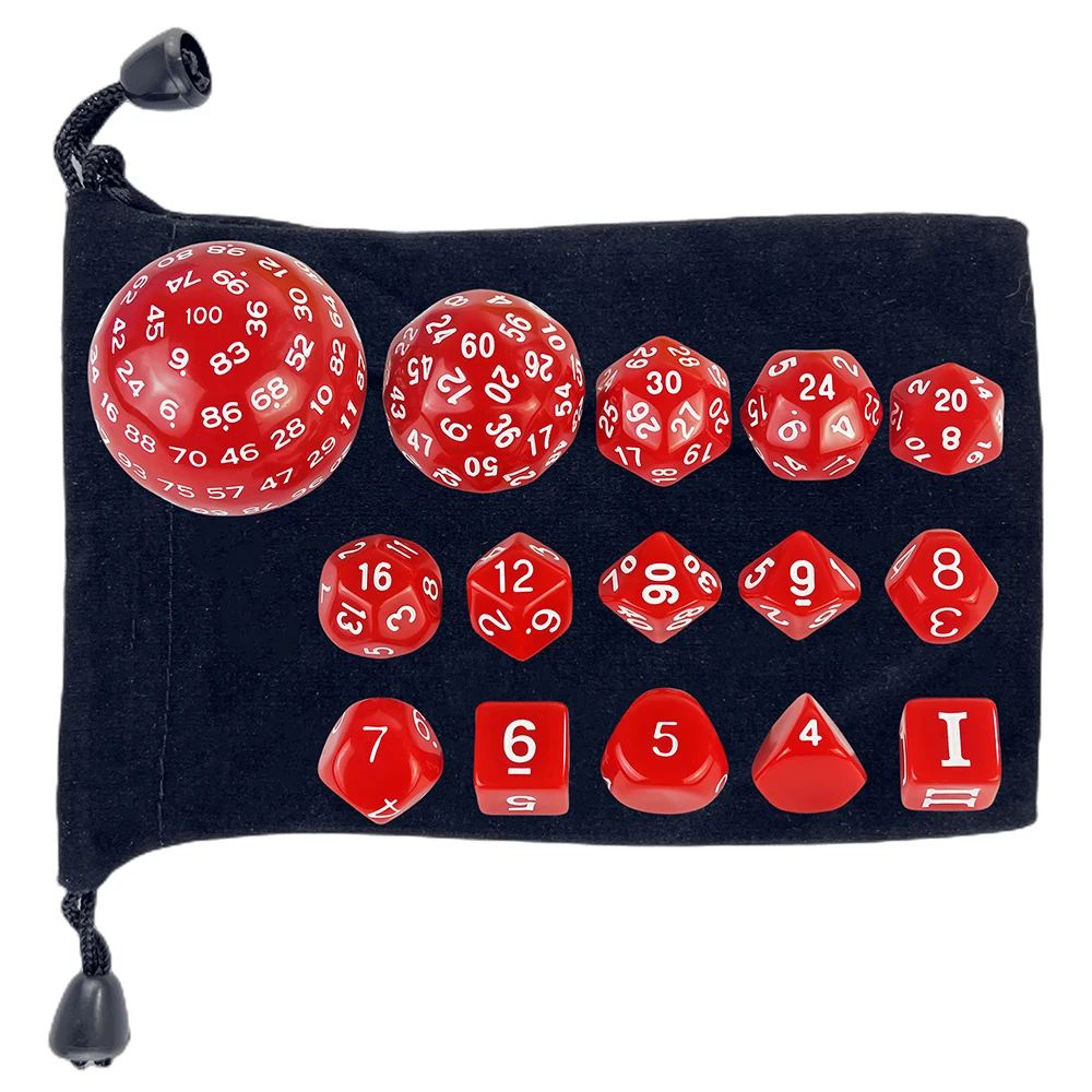 15 Pcs/Set Colorful Dice Multisided Dice DND Game Dice with Bag for D&D Rolling Playing Game Table Board