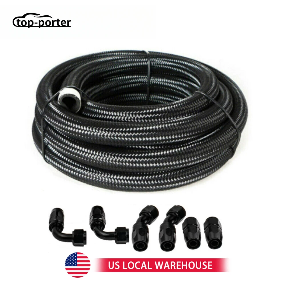 

Универсальный 1 комплект CPE 16 футов AN10 AN6, фитинг из нержавеющей стали, нейлоновая оплетка, комплект масляных топливных шлангов