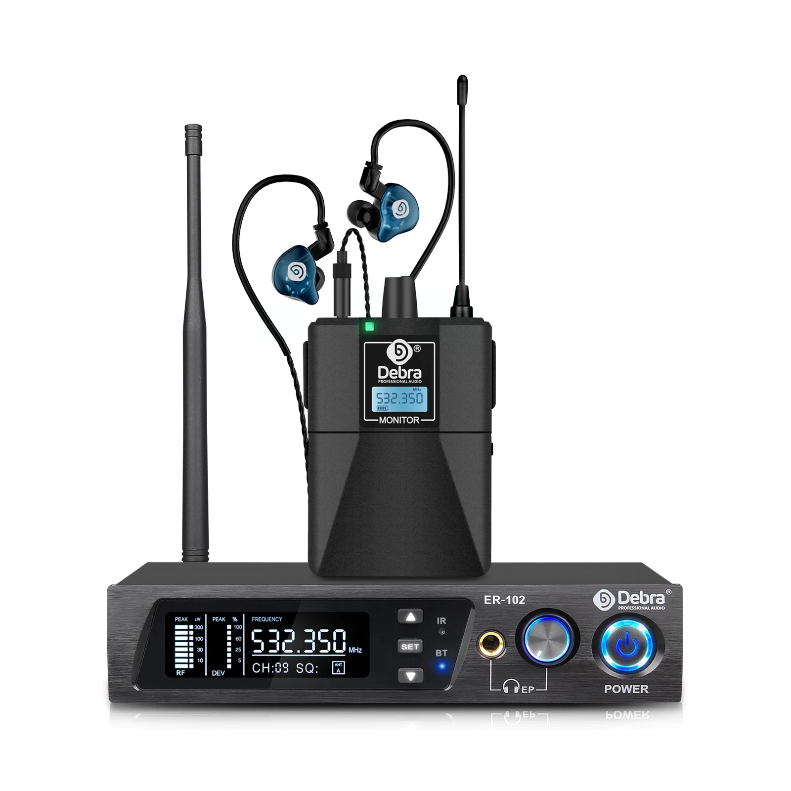 Debra ER-102 UHF IEM in-ear podiummonitor draadloos systeem met meerdere zenders voor kleine podiumoptredens