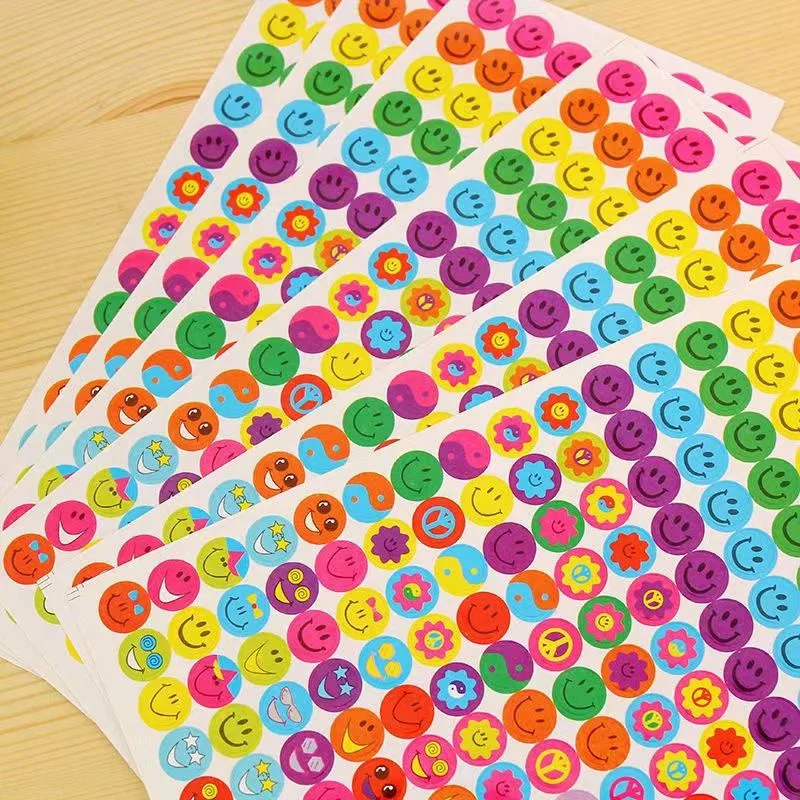 540-1600pcs Smiling Face Stickers & Star Stickers for Kids School Reward Behavior Chart Children\'s Handmade Scrapbook Decoration