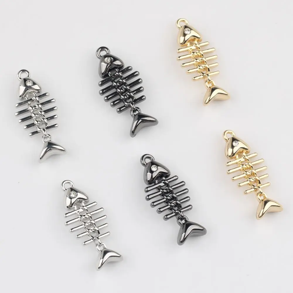 40Pcs Vintage 3d Fish Bone Jewelry Pendants Diy Silvery Color Necklace Earrings Pendant Connectors Handmade Jewelry Making