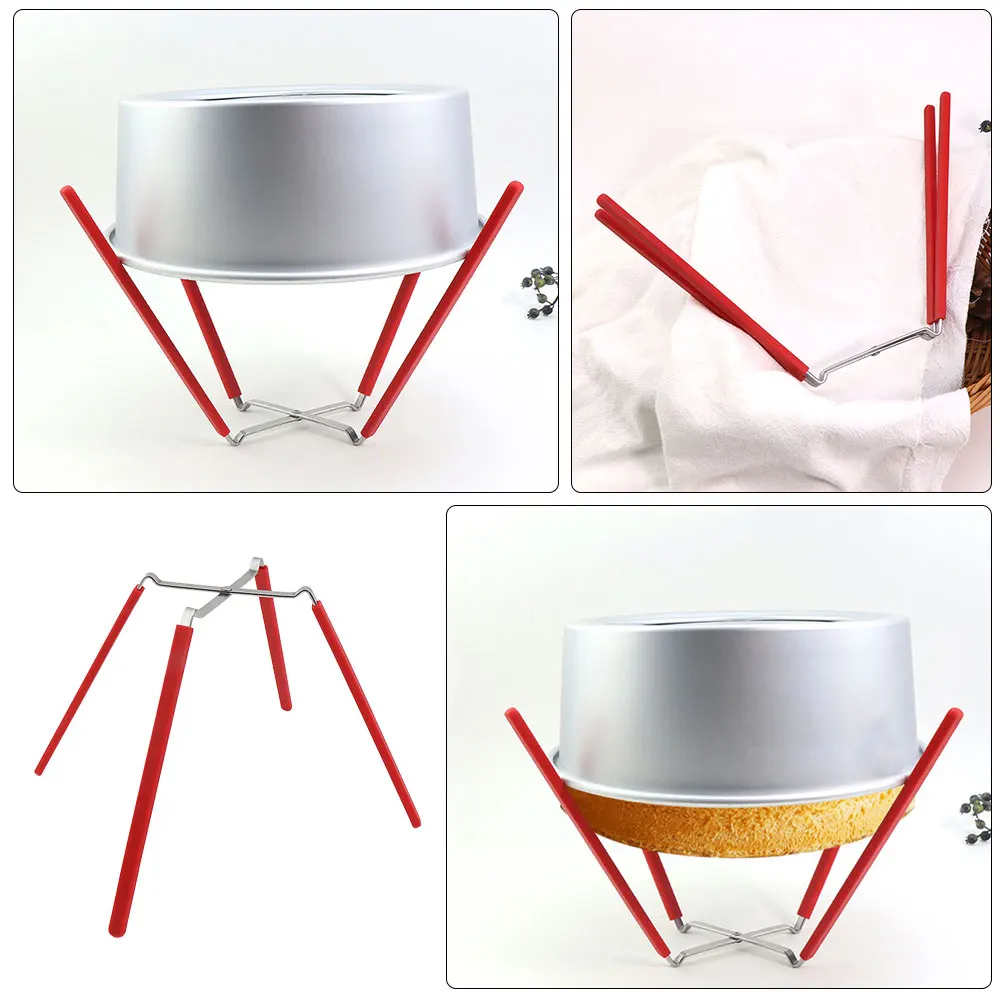

Stainless Steel Cake Cooling Rack 4-Legs Inverted Design Foldable Tool For Chiffon Cake Compact Kitchen Baking Stand