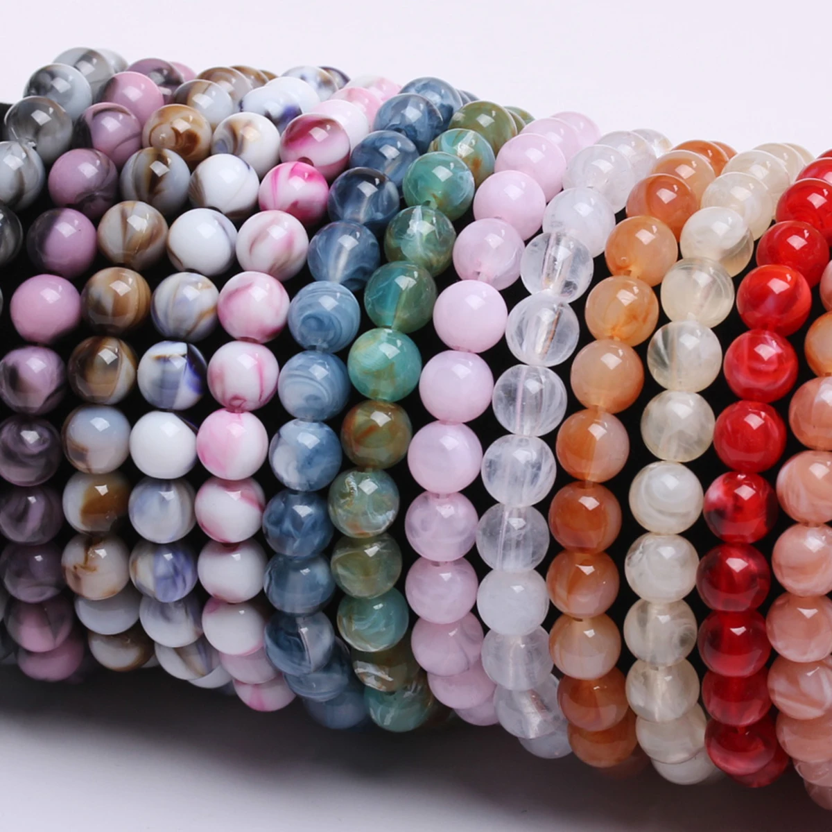 8mm 500g/bag Resin Imitation Jade Stone Round Loose Beads about 1350pcs Jewelry Making Bracelet Necklace Accessories Wholesale