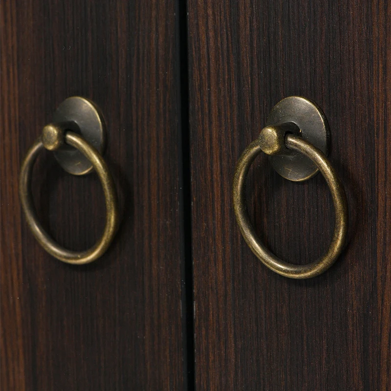 2Pc Vintage Round Ring Furniture Door Pull Handle Alloy Cabinet Dresser Drawer Knobs Handle