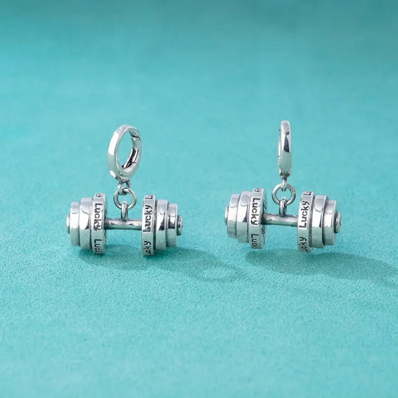 قلادة دمبل مخصصة من الفضة الإسترليني S925 مناسبة للمجوهرات الإبداعية والعصرية للنساء #3