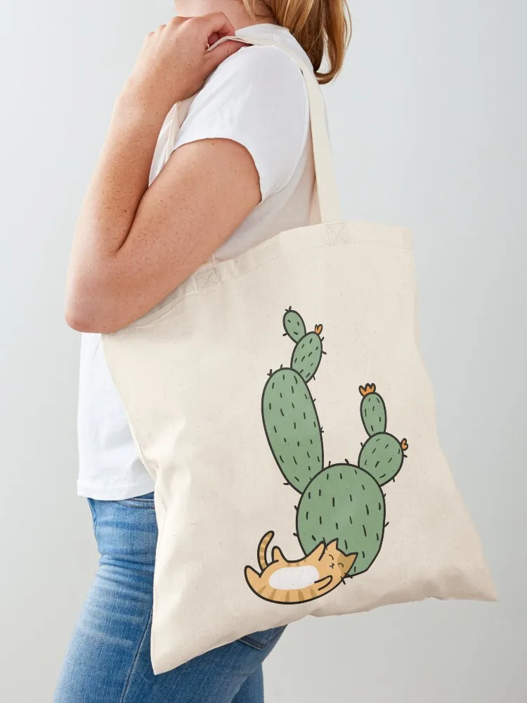 

Cacti Cats Tote Bag Canvas Shopping bags supermarket folding bag Shopper handbag