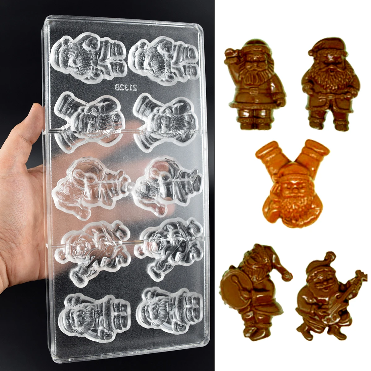 Chocolate Mold Polycarbonate Christmas Shape Candy Bonbons Confectionery Baker Baking Pastry Tools